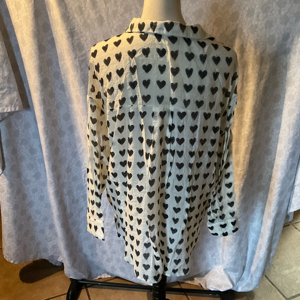Heart Pattern Button Down Shirt - image 4